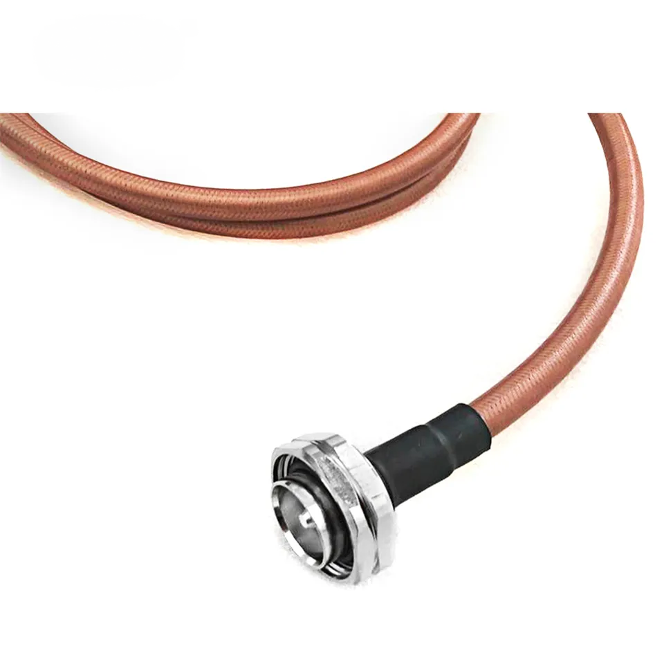 7/16 DIN male to 7/16 DIN male RG393 RF coaxial cable assembly, connector view