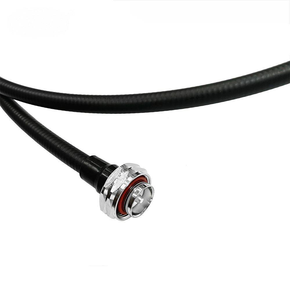 7/16 DIN male to 7/16 DIN male 1/2 inch superflex RF coaxial cable assembly, 7/16 plug view