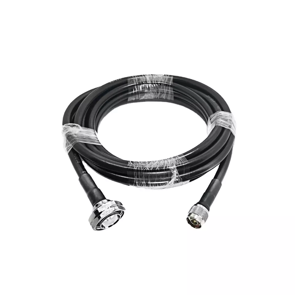 7/16 DIN male to N-Type male LMR400 coaxial cable assembly, Top view