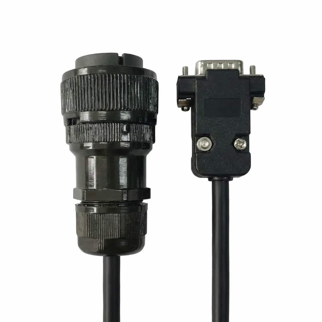 Industrial 5 meter encoder interconnect assembly for ECMA servo motors.