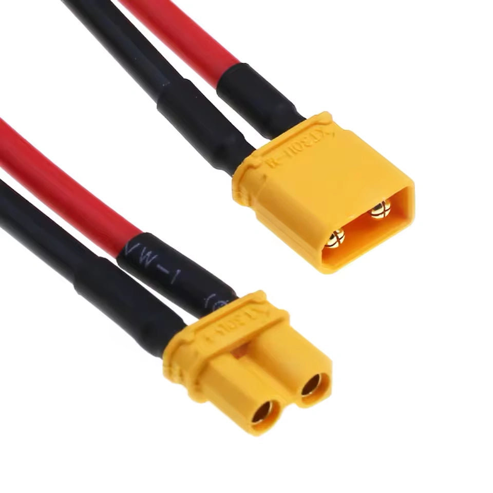 15A XT30U male-to-female extension in 16 AWG silicone wire with gold-plated contacts, 6 inch length