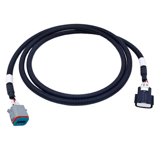 Heavy-duty wire harness with Amphenol AT06-8S gray connector and black Recodeal battery control interface.
