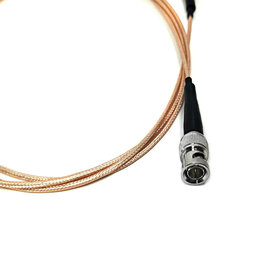 BNC male to BNC male RG179 thin RF coaxial cable assembly, BNC male view 