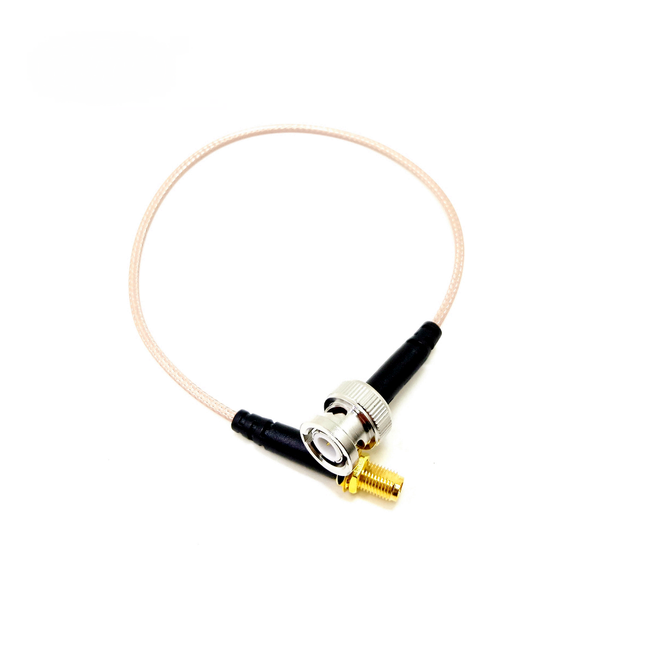 BNC male to SMA female bulkhead jack RG316 RF coaxial cable assembly, top view