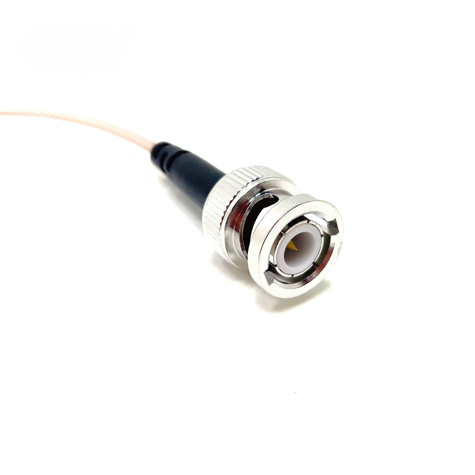BNC male to SMA female bulkhead jack RG316 RF coaxial cable assembly, BNC male plug view