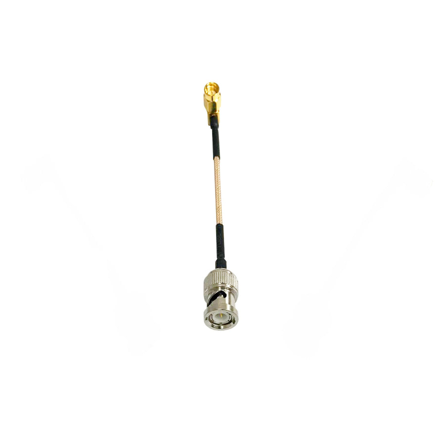 BNC male to SMA male right angle RG316 RF coaxial cable assembly, top view