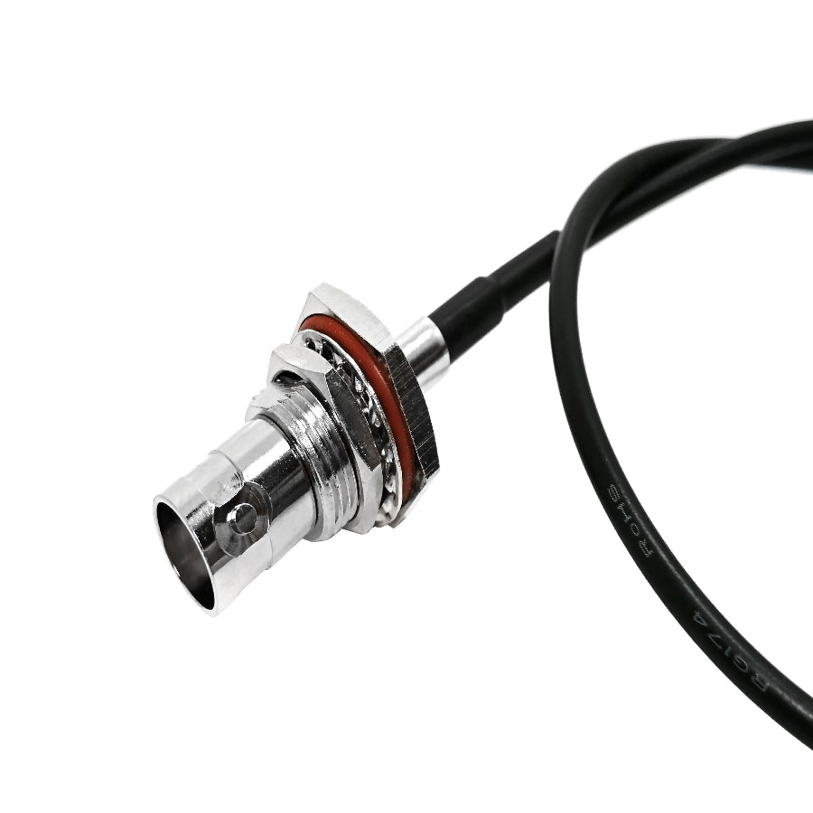 BNC male to BNC female RG174 RF coaxial cable assembly, BNC Male Plug view