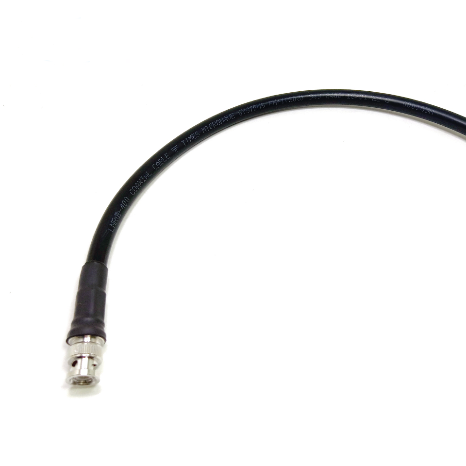 BNC male to BNC male LMR400 RF coaxial cable assembly, BNC male view