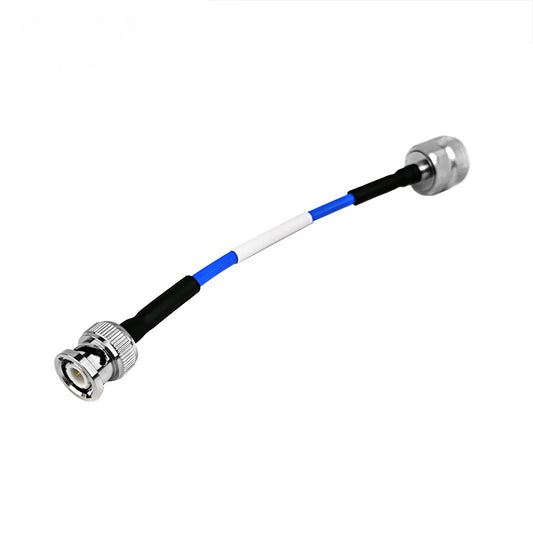 BNC male plug to N male plug RG141 RF coaxial cable assembly, top view