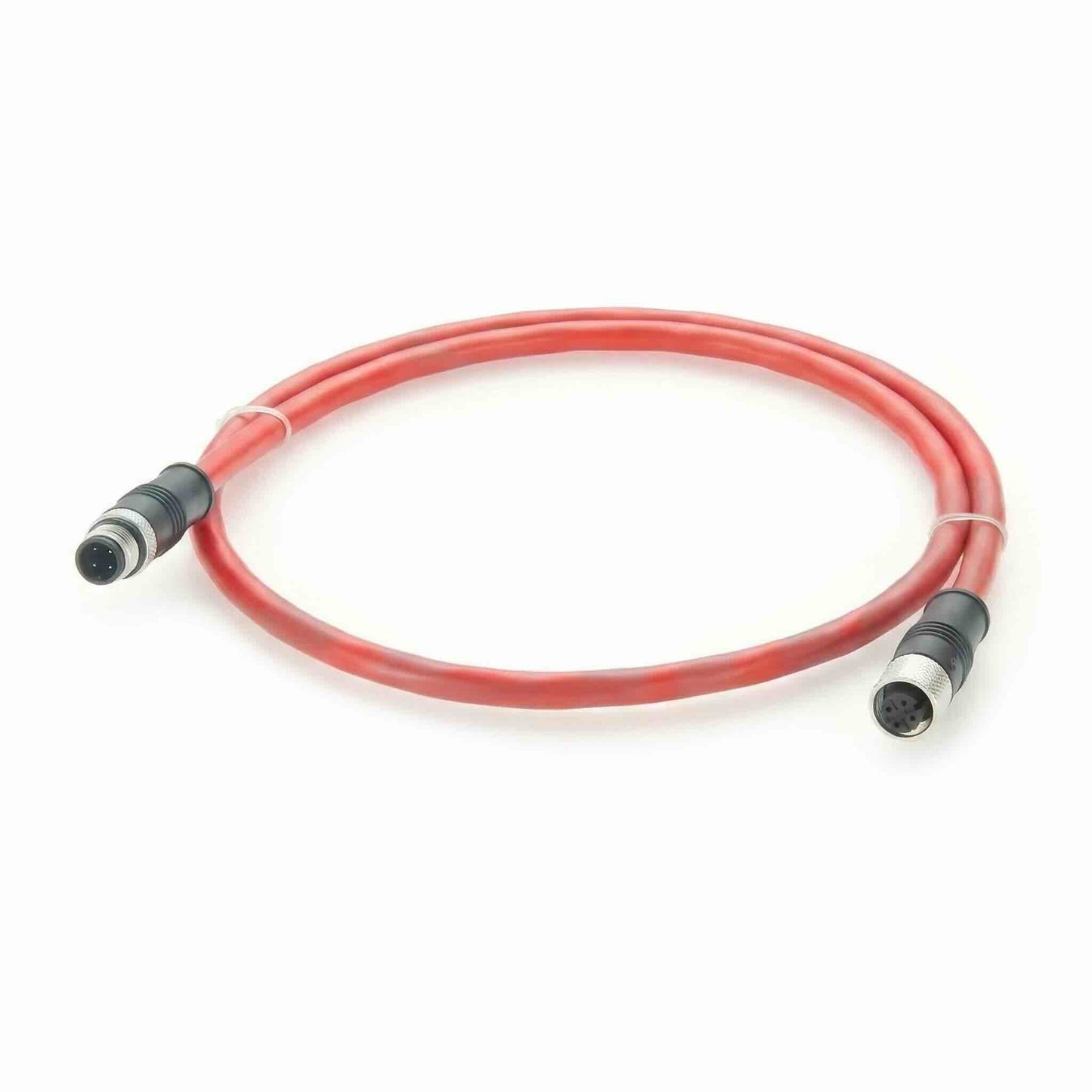 Custom 4-conductor M12 I/O sensor wire harness for industrial CC-Link network communication and signal extension.