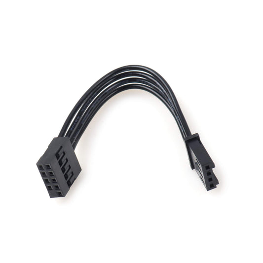 Black 10-pin 2x5 Dupont female connector wired to a 4-pin TE 280359 receptacle housing.
