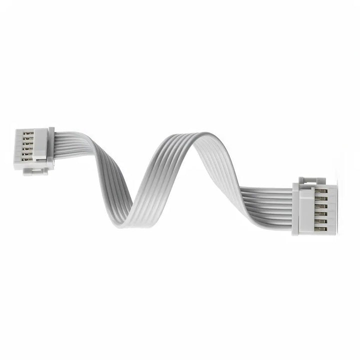Spiral white cable with JST connectors on a white background