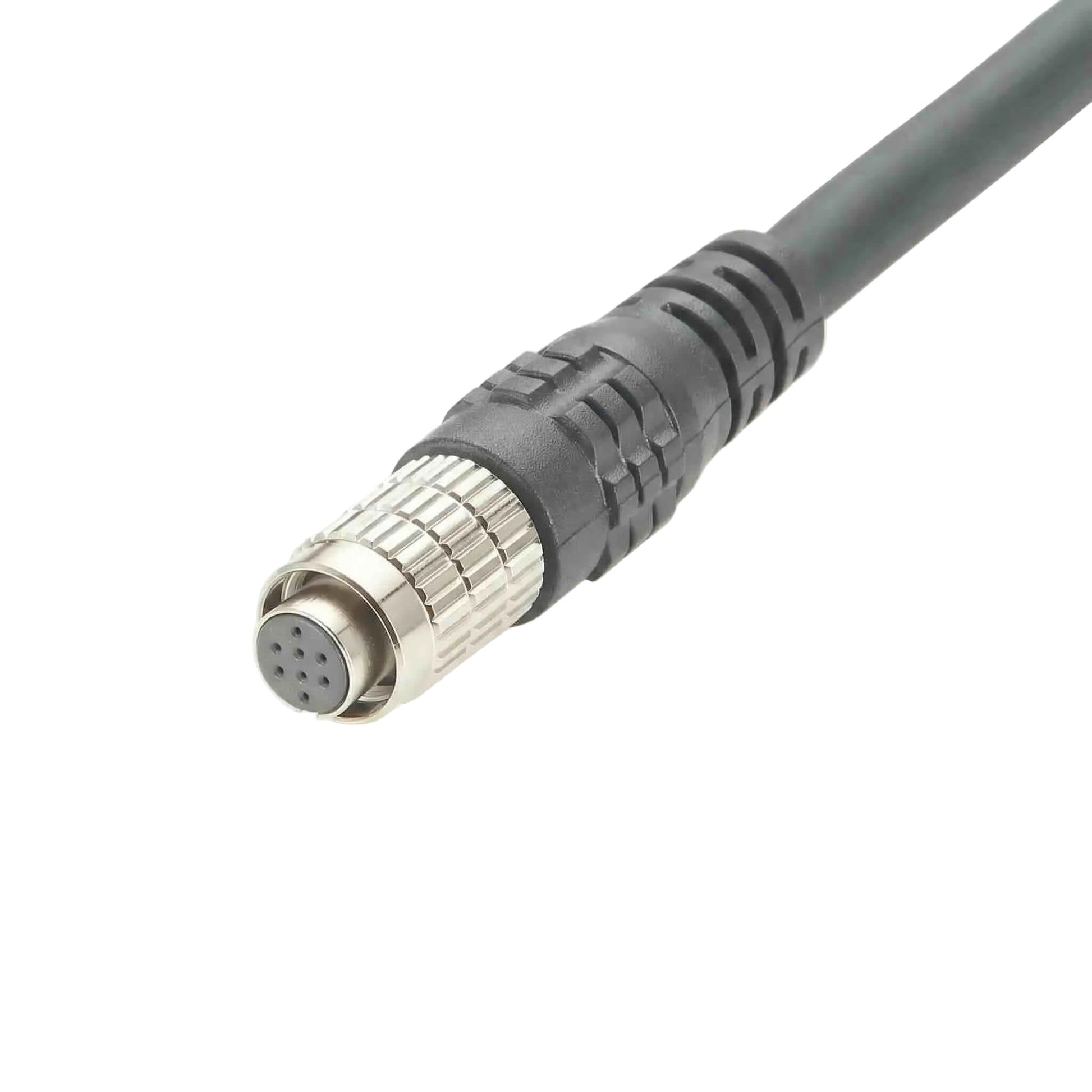 Custom 8-conductor industrial I/O power wire harness featuring a Hirose-style female push-pull connector and open wire ends.