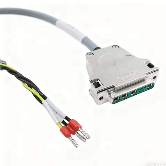 Harting DB9W4 female combo connector featuring 4 high-current power pins and 5 signal contacts in an IP67-rated metal housing.