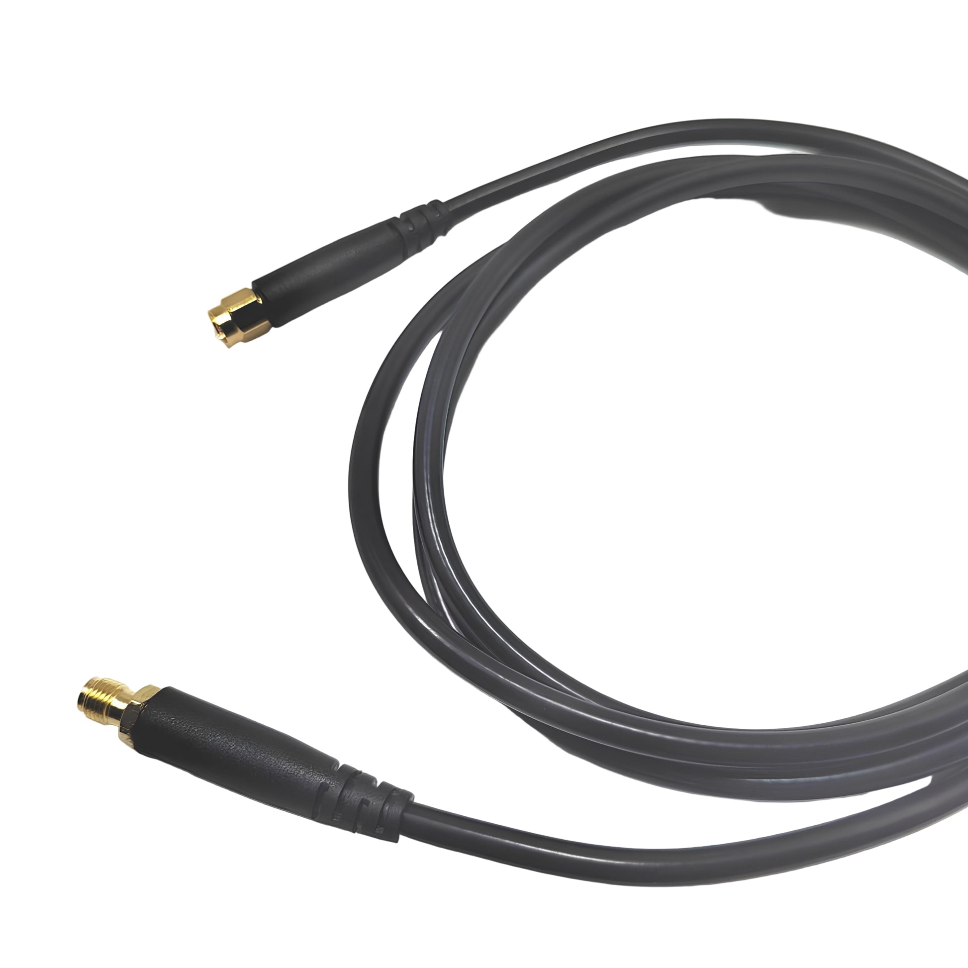 SMA male plug to SMA female jack LMR200 RF coaxial cable assembly, top view