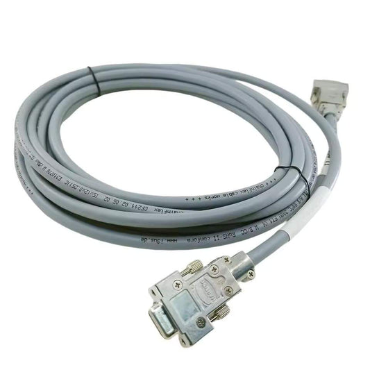 T1 encode labeled industrial wire harness with IP67 rated DB9 connectors and strain relief for motion control systems.
