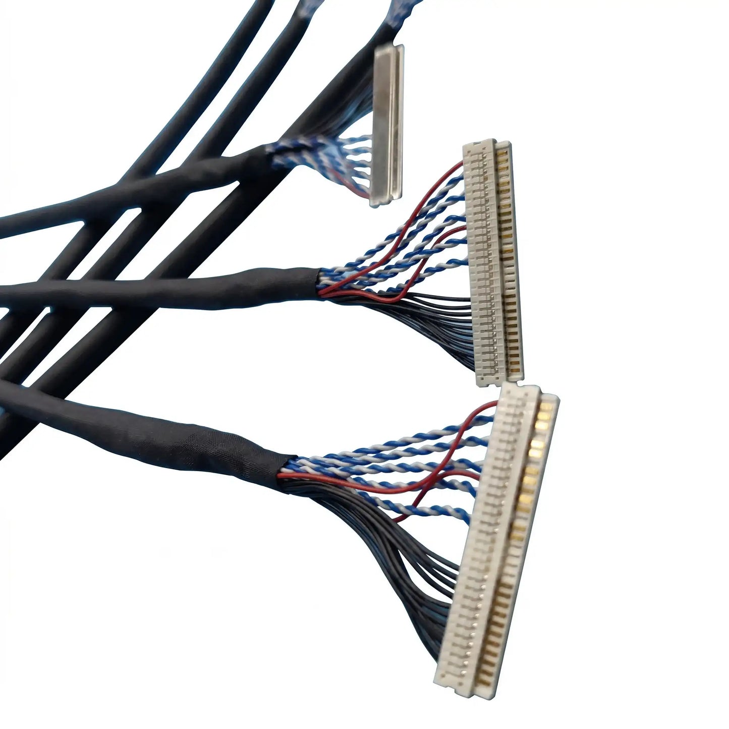 High-speed display cable harness featuring 30-circuit JAE FI-X interconnects