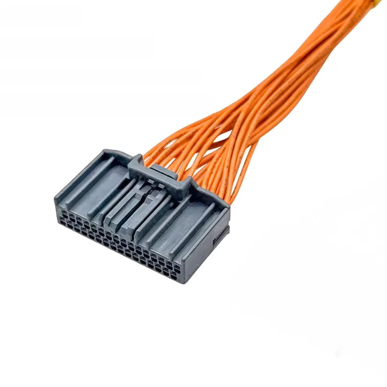 32-position JAE MX34 series non-waterproof ECU interconnect with orange wire