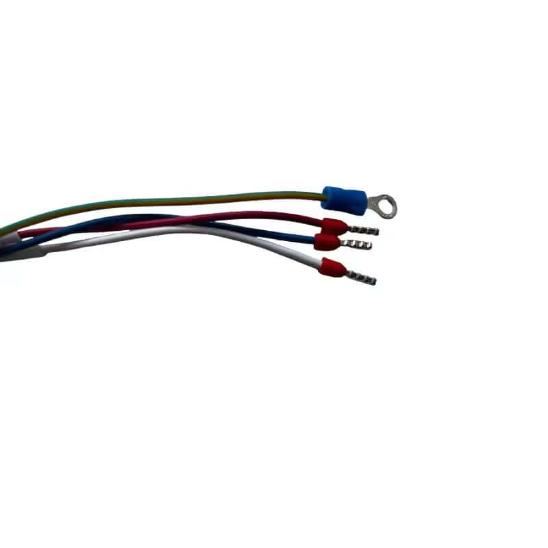 Custom JZSP-C7M03-03-E wire harness for Yaskawa Sigma-7 motors featuring precision crimped ring and pin terminals.