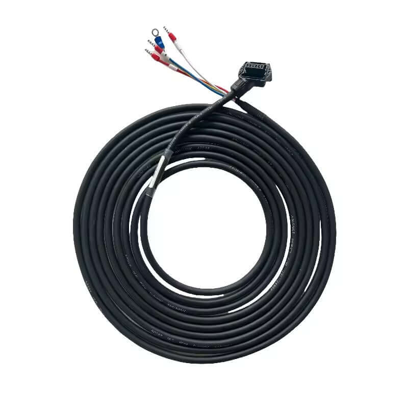 Custom JZSP-C7M20F-03-E 6-pin wire harness for Yaskawa Sigma-7 SGM7J motors featuring high-flex PVC jacketing.