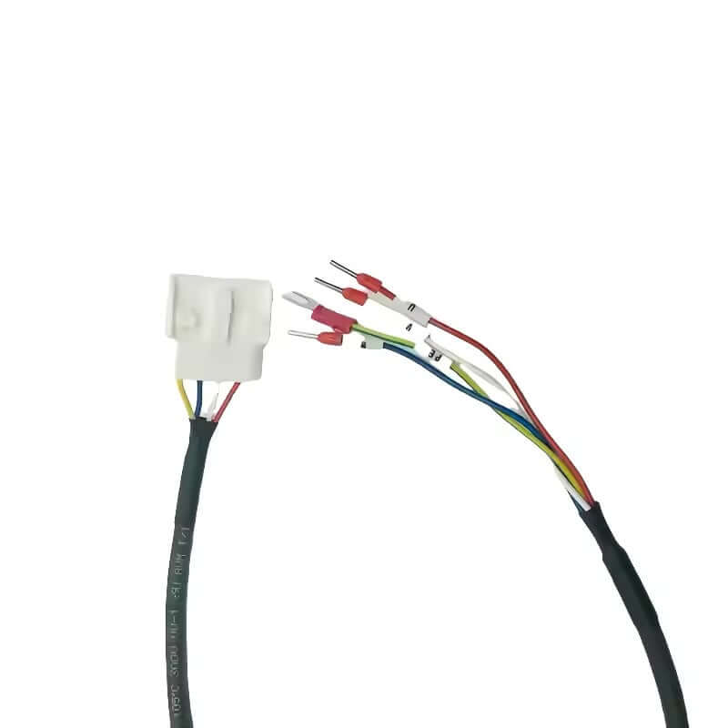 High-flex motion control power cable with specialized Yaskawa 4-pin connector and VW-1 rated heat shrink protection.