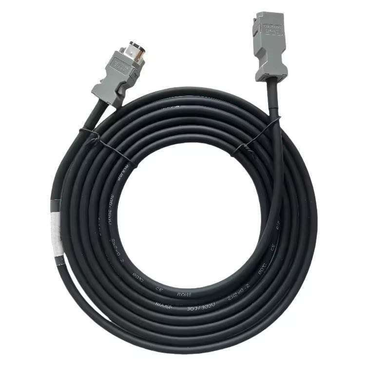 Yaskawa JZSP-CMP10-03-E encoder cable with dual 6-pin grey connectors.
