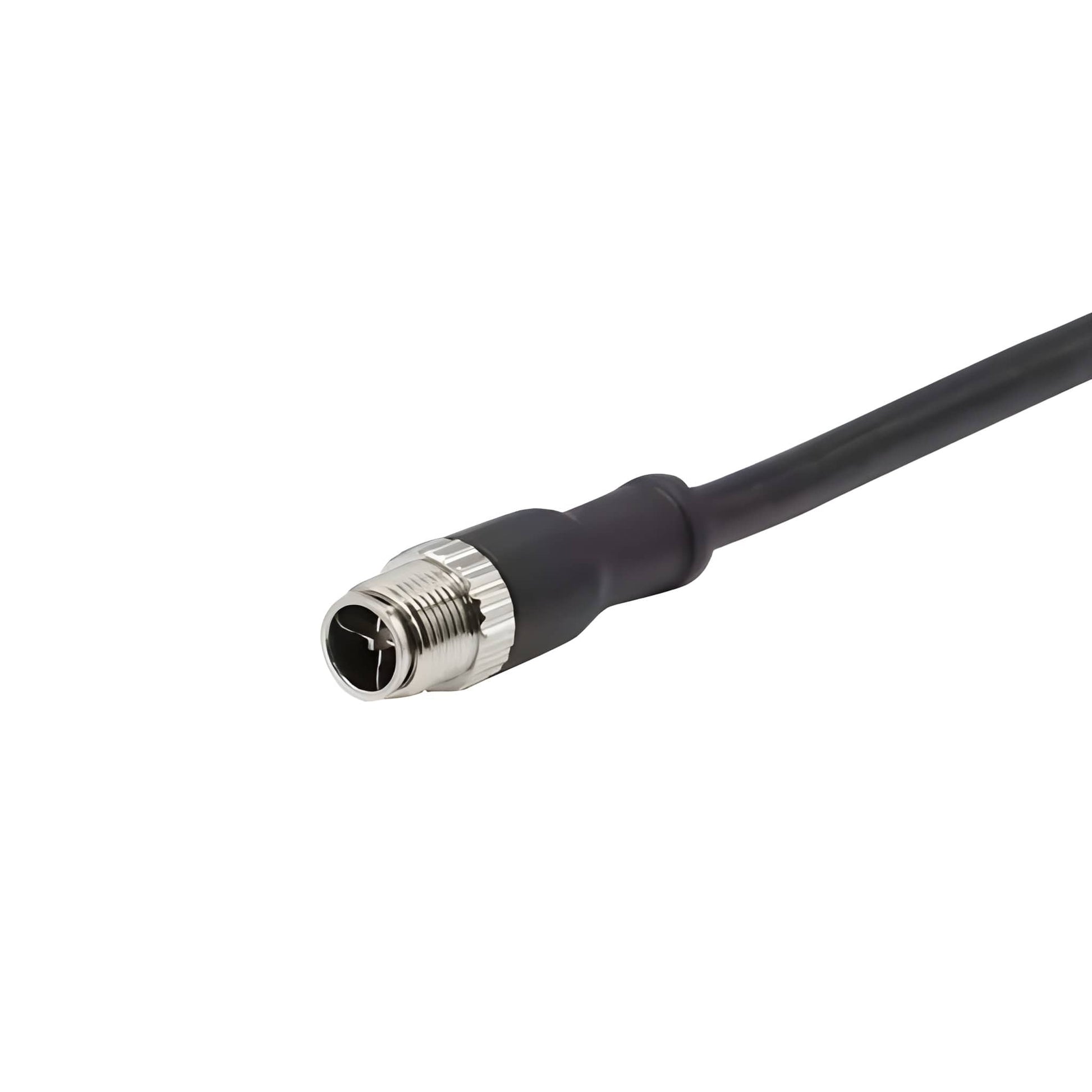 IP67-rated waterproof M12 to RJ45 injection-molded adapter cable for high-speed industrial data networking.