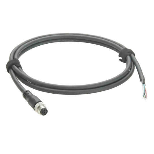 Custom 6-conductor M8 wire harness for industrial sensor power and signal transmission in automation systems.