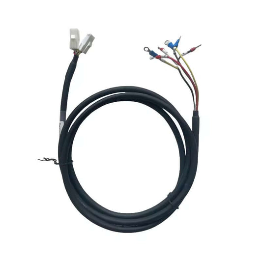 Custom MFMCB0030GET wire harness for Fuji Small Power servo motors featuring VW-1 rated heat shrink and labeled leads.