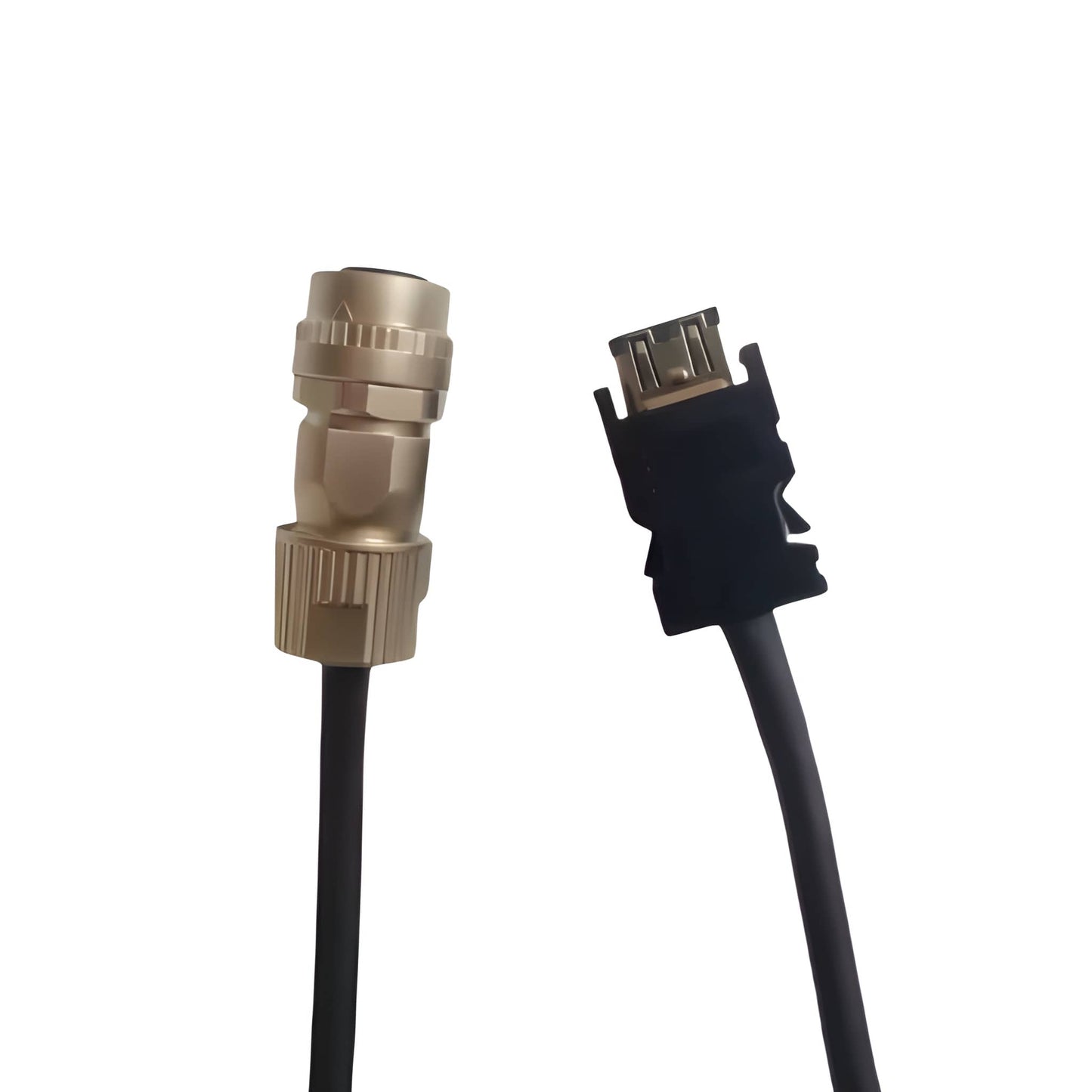 Shielded 10-pin driver interface plug for Mitsubishi servo amplifiers.