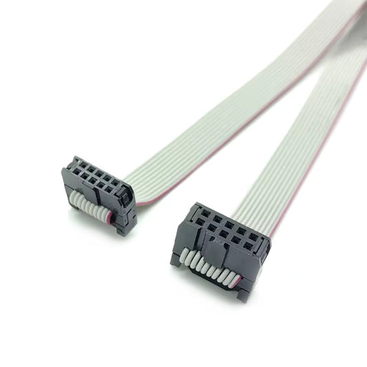 Molex 87568-1074 Milli-Grid 10-pin 2 mm IDC receptacle terminated on both ends of a 28 AWG flat ribbon cable.
