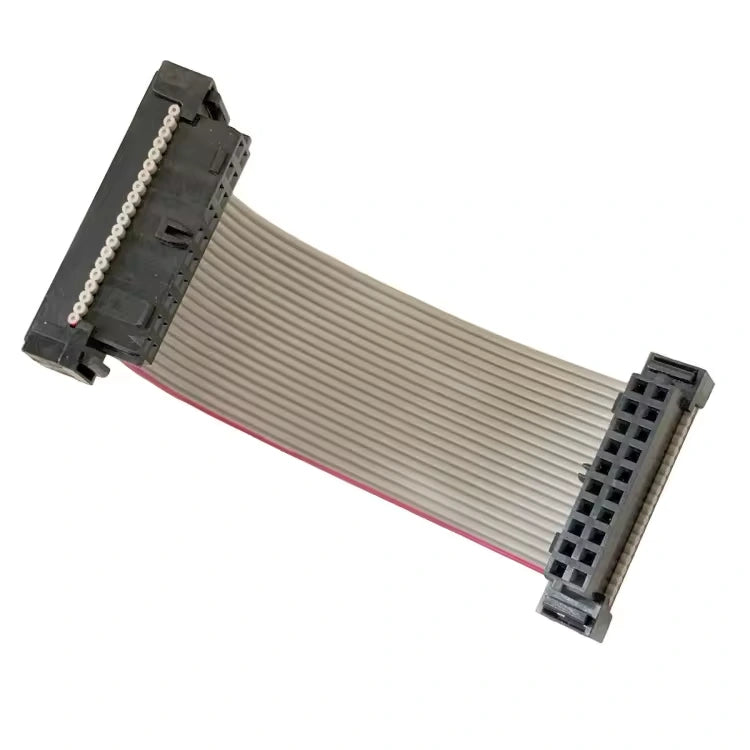 Molex 87568-2093 Milli-Grid 20-pin 2 mm IDC receptacle with polarization key on both ends of a 28 AWG ribbon cable.