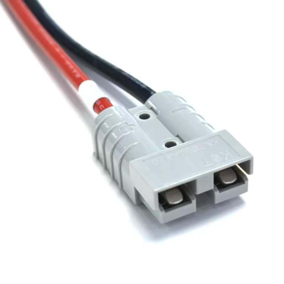 High-current cable assembly with SB150 connector interfaced to Molex Micro-Fit 3.0 control plug.
