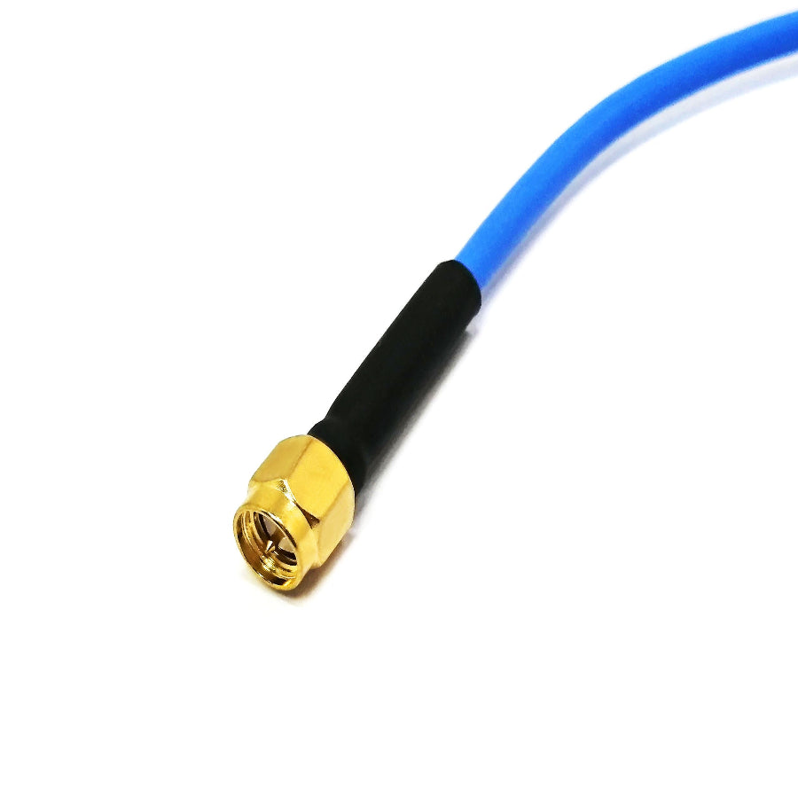 N-Type female bulkhead to SMA male RG141 RF coaxial cable assembly, SMA male plug view