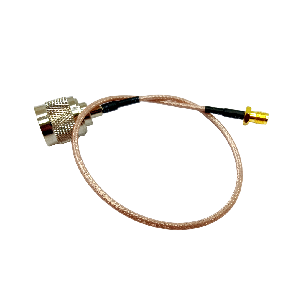 N-Type male to SMA female jack RG316 RF coaxial cable assembly, top view