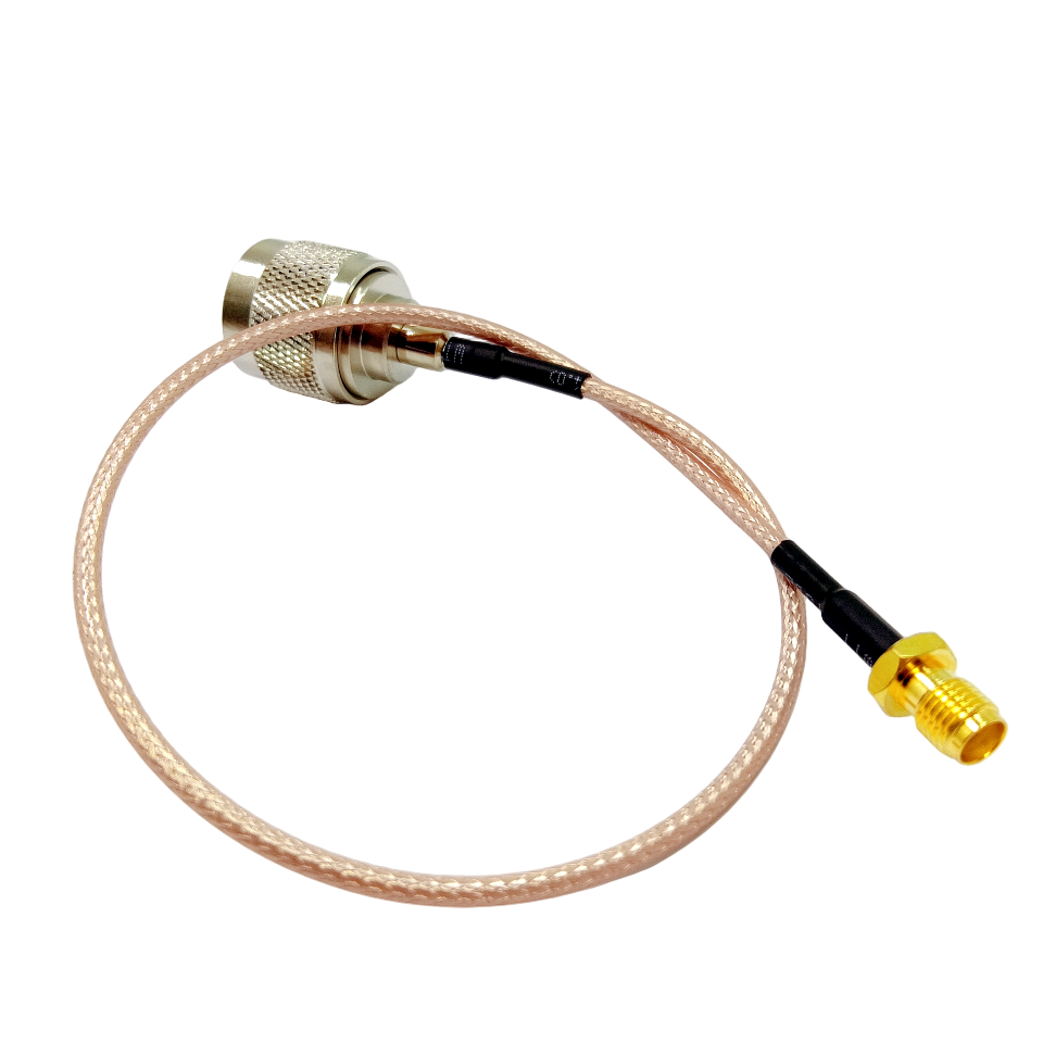 N-Type male to SMA female jack RG316 RF coaxial cable assembly, side view