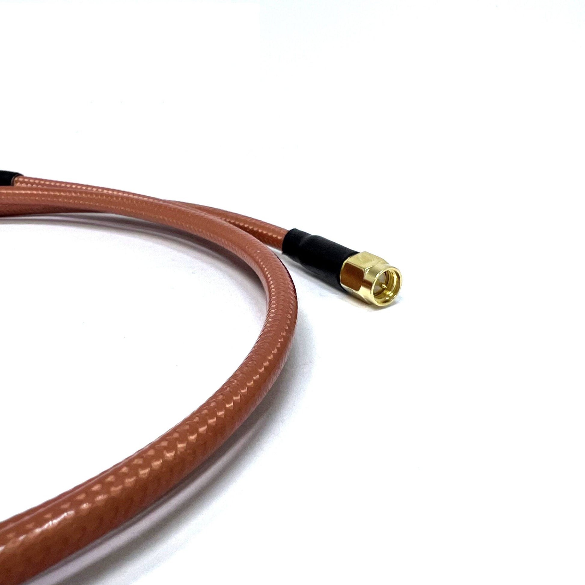 N-Type male to SMA male RG142 RF coaxial cable assembly, SMA Make plug view