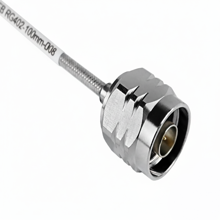 N-Type male to BNC male RG402 semi-steel RF coaxial cable assembly, N-Type male view