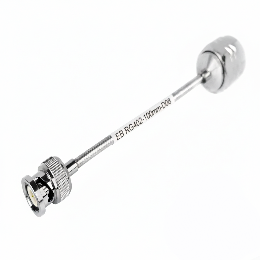 N-Type male to BNC male RG402 semi-steel RF coaxial cable assembly, top view