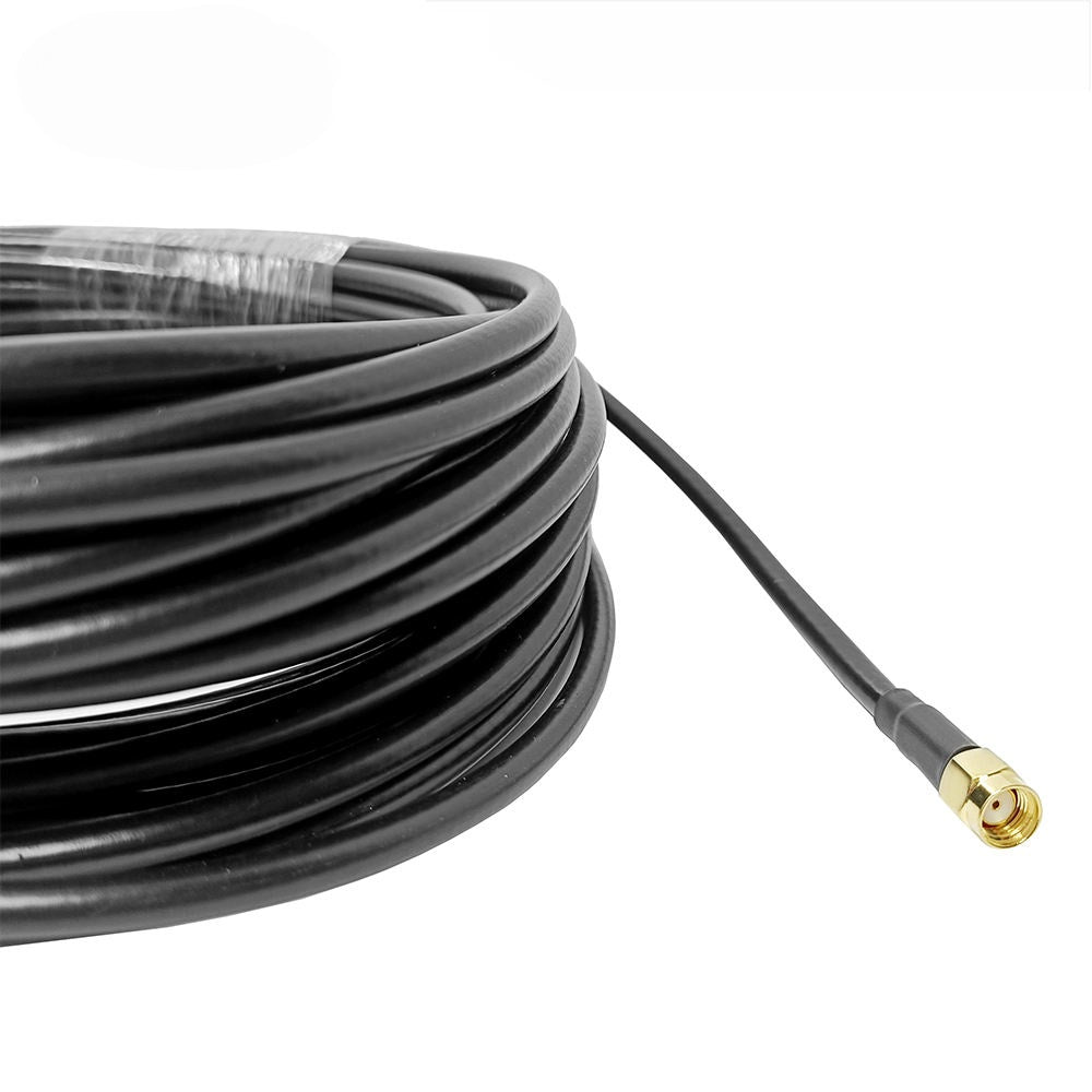 N male to RP-SMA male plug LMR200 coaxial cable assembly, P-SMA male view