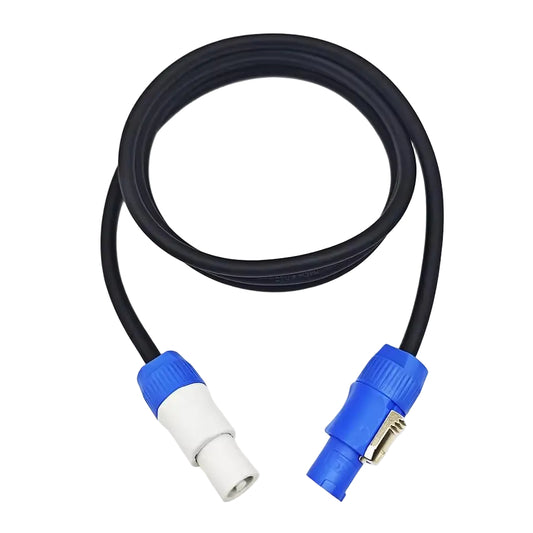 Black 12AWG power extension cable with one blue NAC3FCA input connector and one grey NAC3FCB output connector.