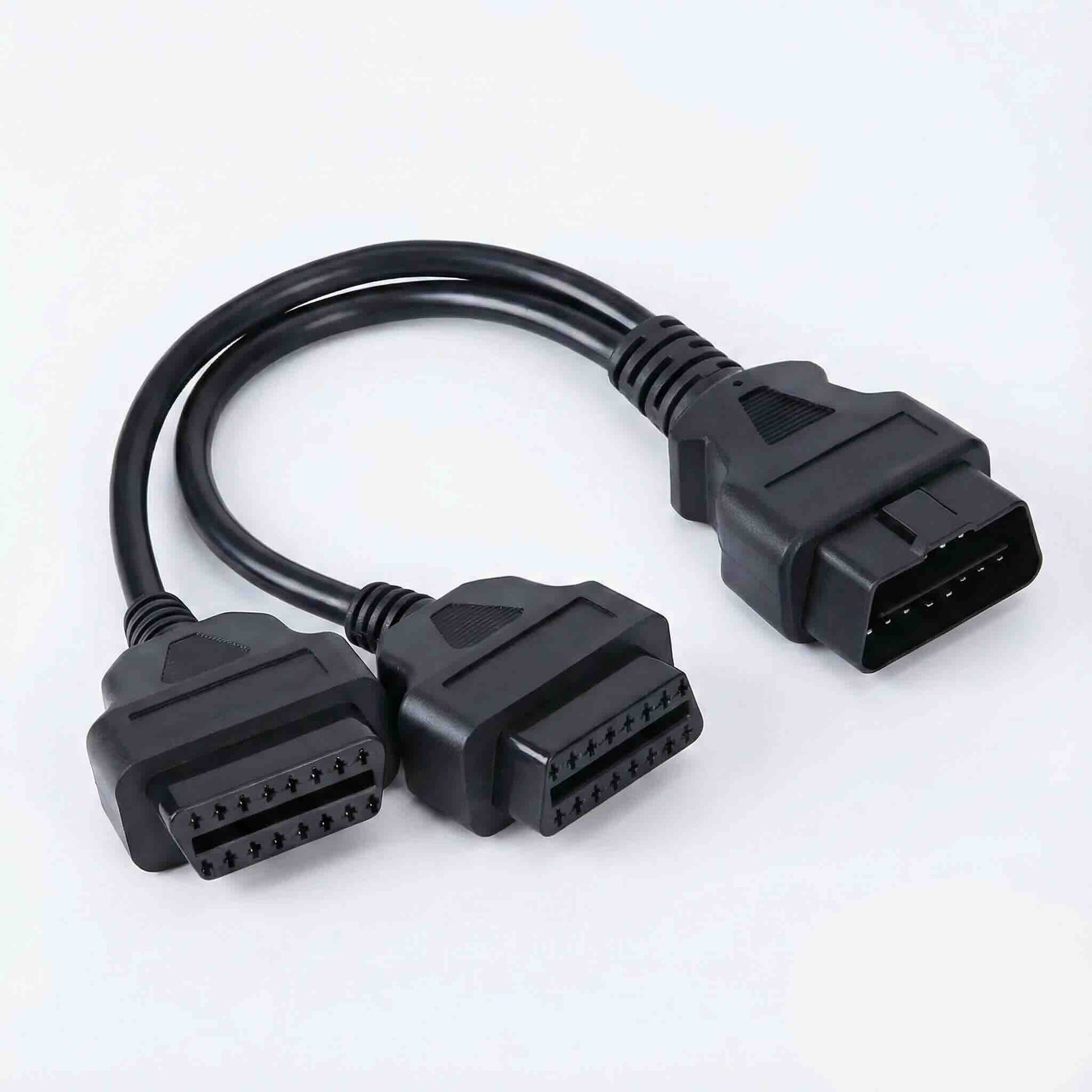 OBDII 16-Pin Male to Dual Female Automotive Extension cable