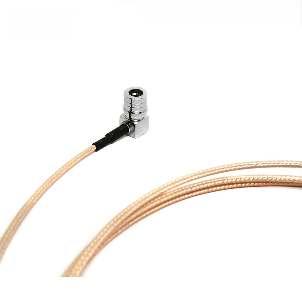 QMA male to QMA male right angle RG316 RF coaxial cable assembly, right angle QMA male view