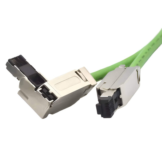 Custom RJ45 4-pin waterproof cable assembly for Profinet automation and industrial networking systems.