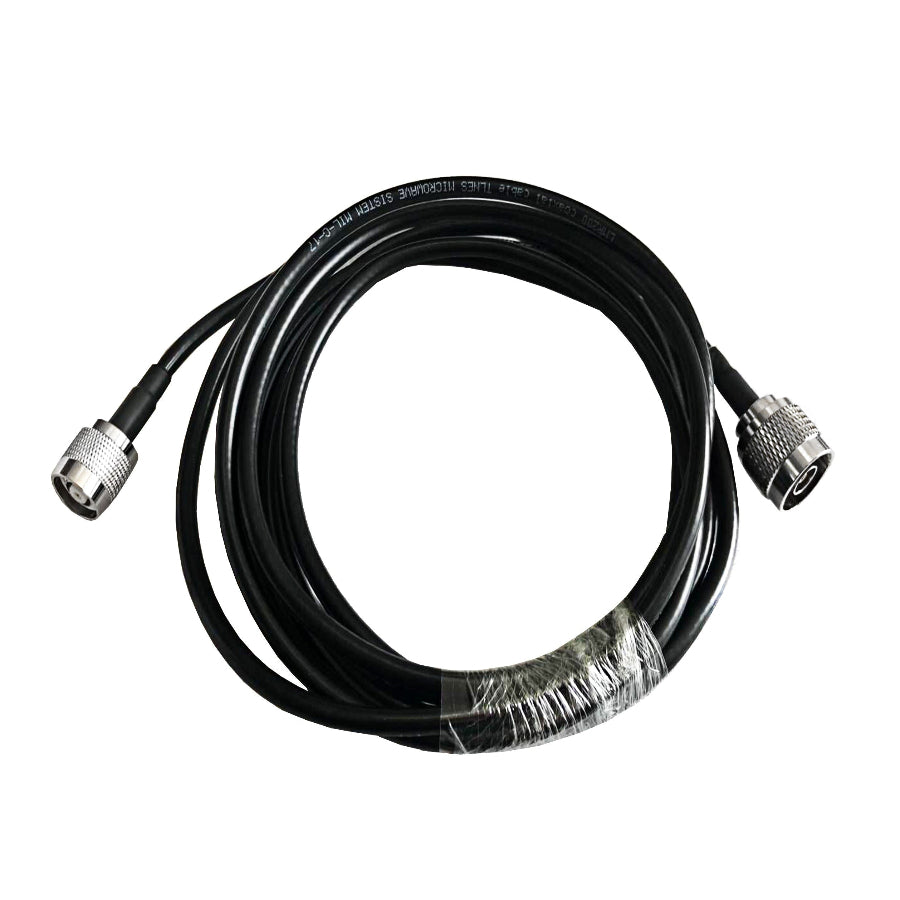 RP N-Type male to RP TNC male LMR200 RF coaxial cable assembly, top view