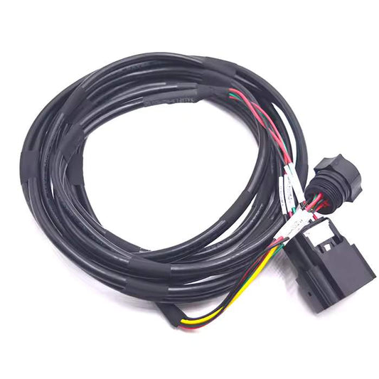Multi-conductor battery wire harness featuring an RS4-K12TY-AH-A plug for automotive control units.