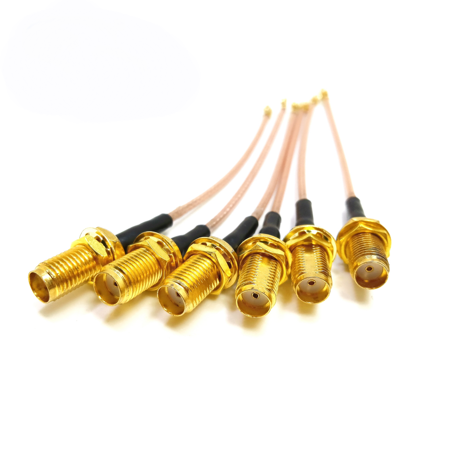 SMA female to U.FL connector RG178 RF coaxial cable assembly, SMA female jack view