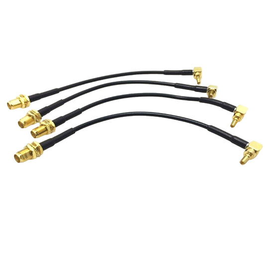 SMA female to CRC9 right-angle RG174 RF coaxial cable assembly, top view