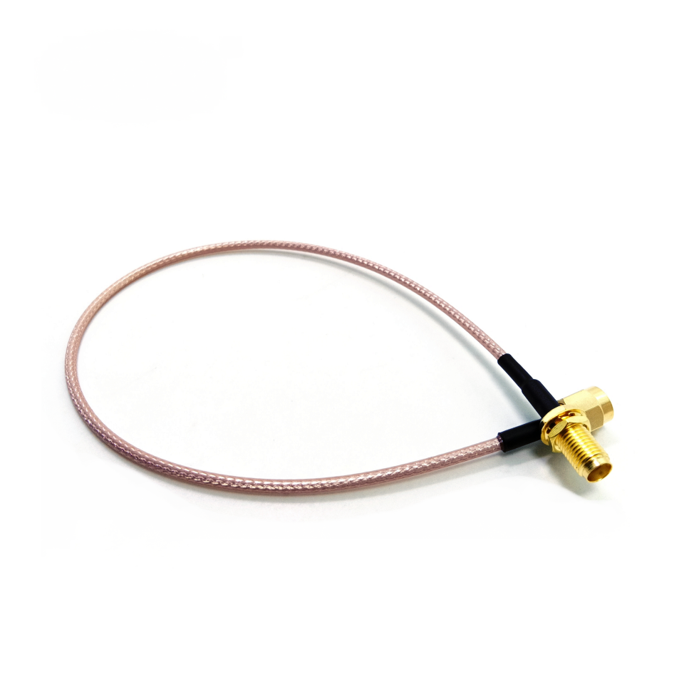 SMA male to SMA female bulkhead RG316 RF coaxial cable assembly, side view