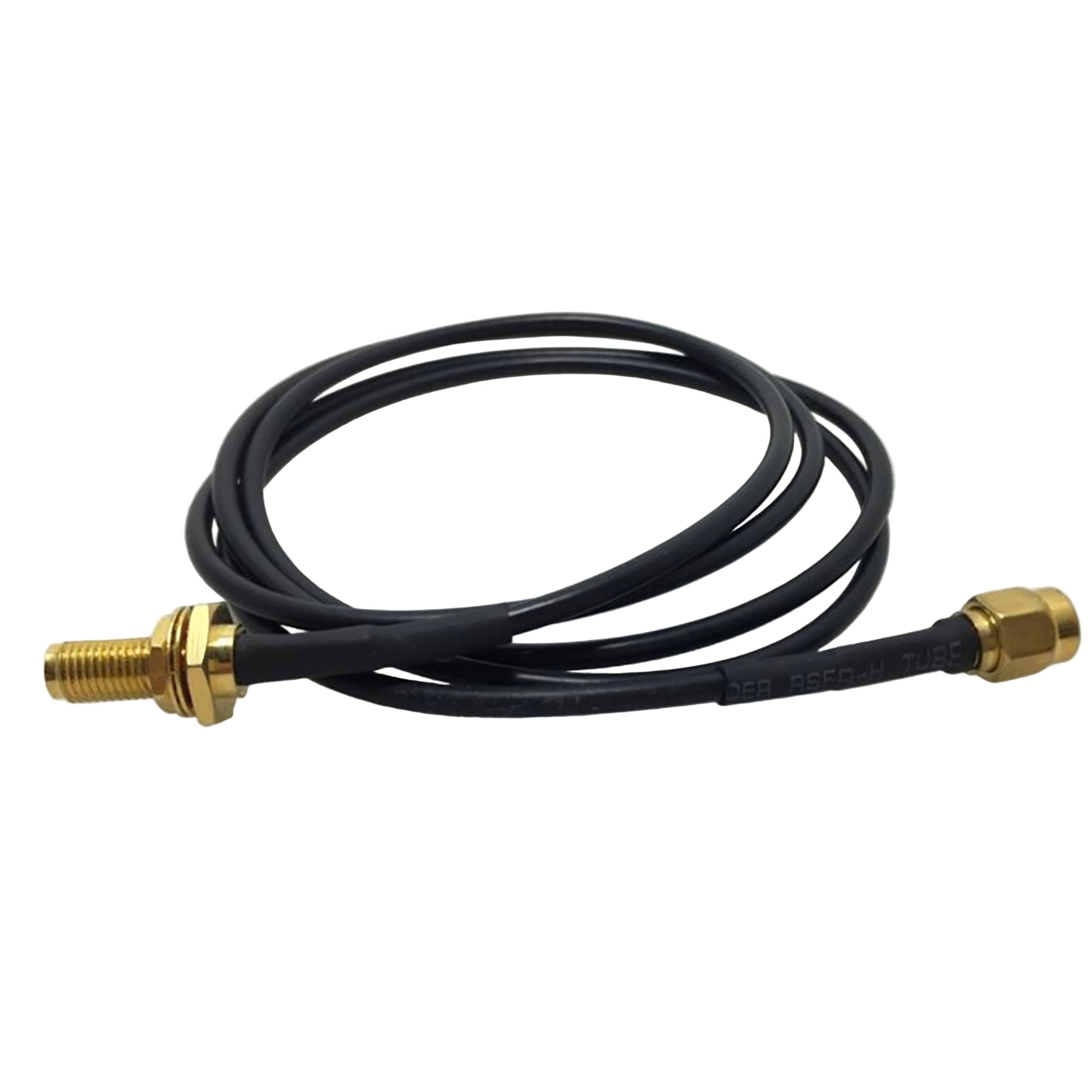 SMA male plug to SMA female jack RG58 RF coaxial cable assembly, top view